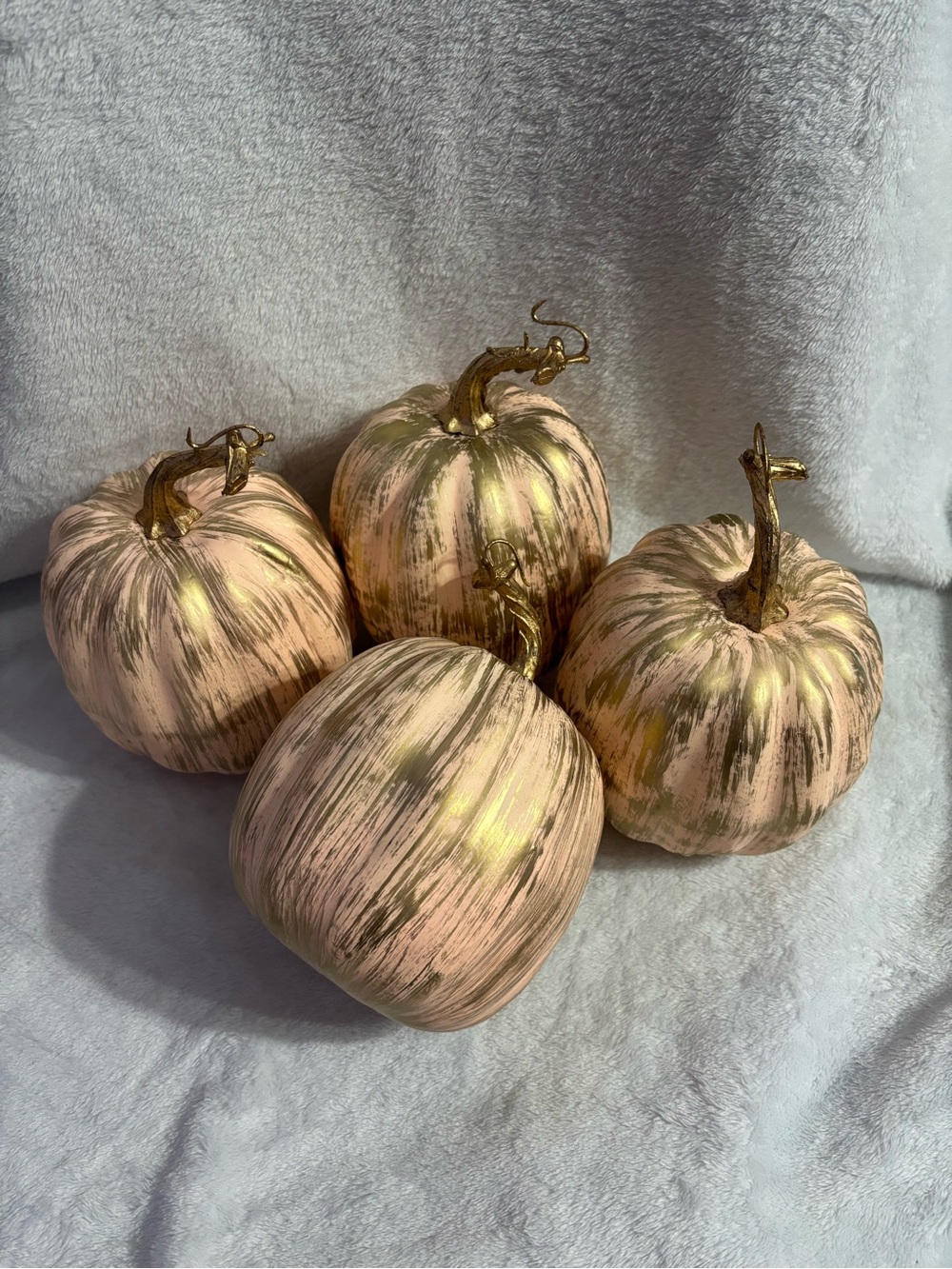 Blush Pink and Gold Accent Pumpkins